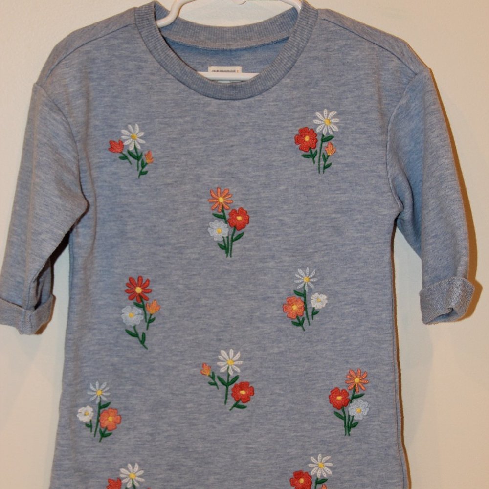 Embroidered Floral Sweater Dress